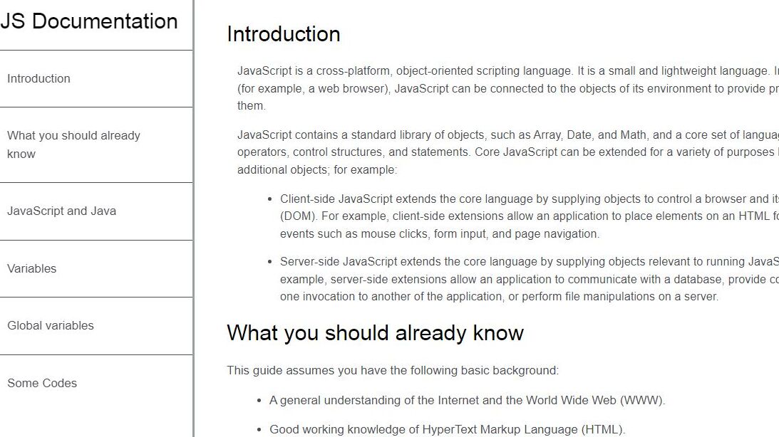 Build a Technical Documentation Page