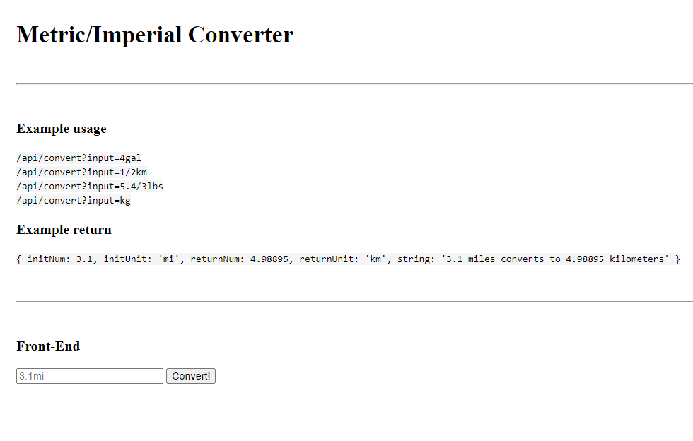 MetricImperial Converter